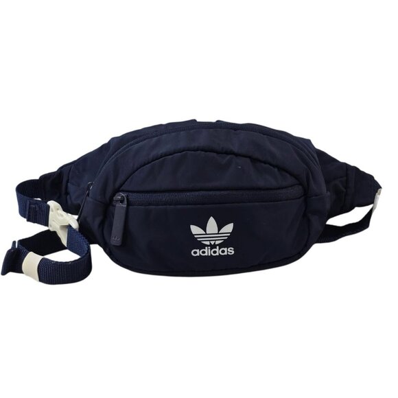 Adidas Navy‎ Blue Waist Bag With Adjustable Strap & Zippered Pockets - Picture 1 of 12